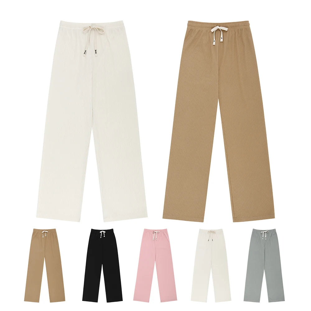 Women spring summer daily pleats banding Widepants