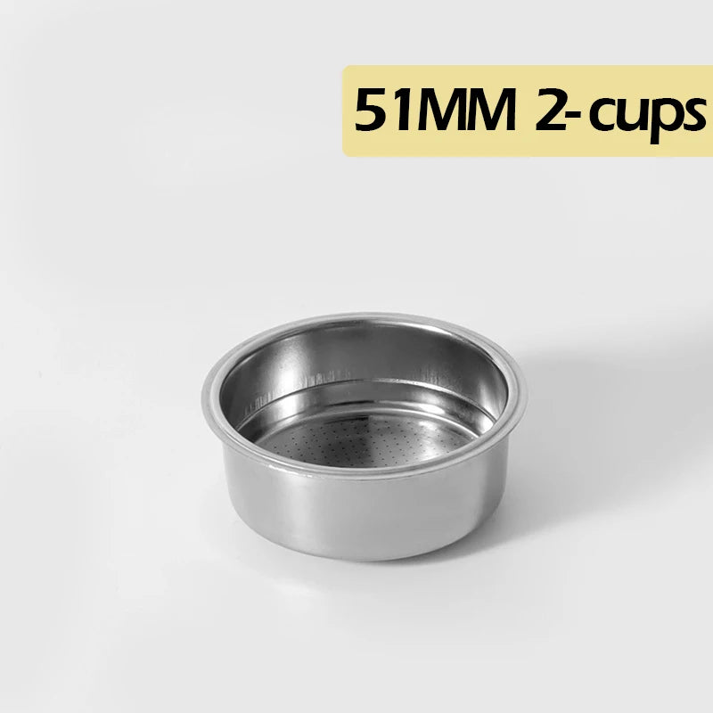 51mm pressurized filter basket stainless steel 1 2 cup double layer espresso machine dripper for portafilter barista accessories