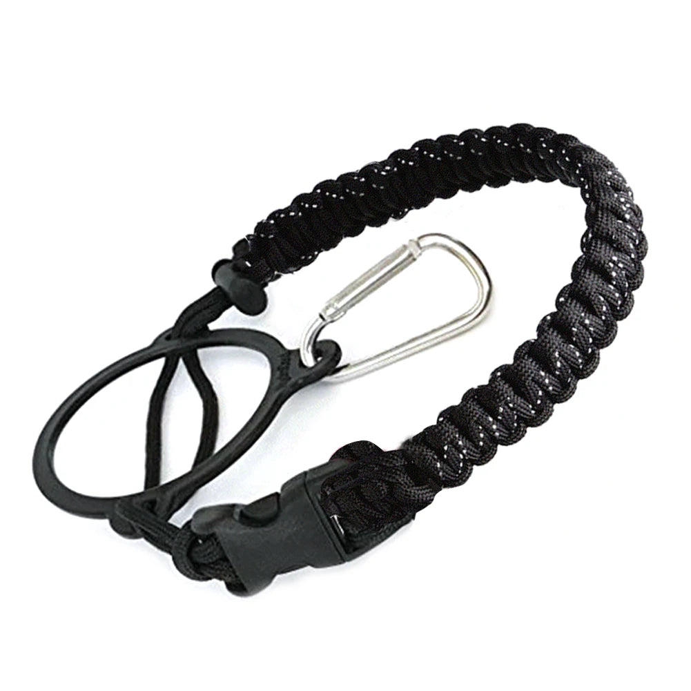 Paracord Handle Strap Cord with Safety Ring Carabiner Wide Mouth Water Bottle for Hiking Camping Walking