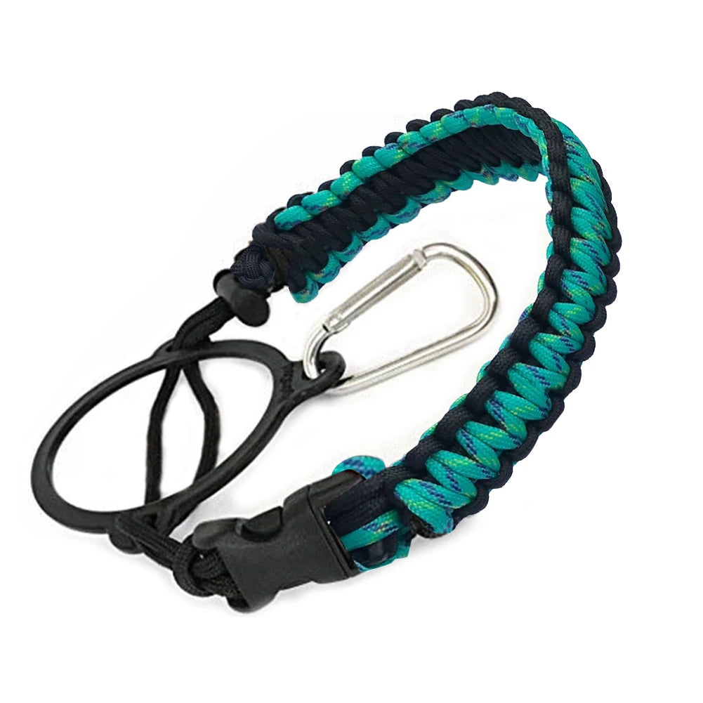 Paracord Handle Strap Cord with Safety Ring Carabiner Wide Mouth Water Bottle for Hiking Camping Walking