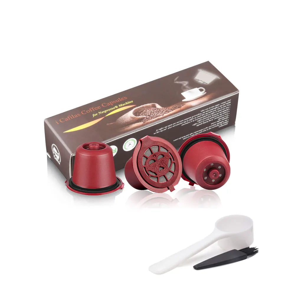 icafilas reusable coffee capsule for nespresso machine with stainless filter mesh refillable espresso pod kitchen tamper