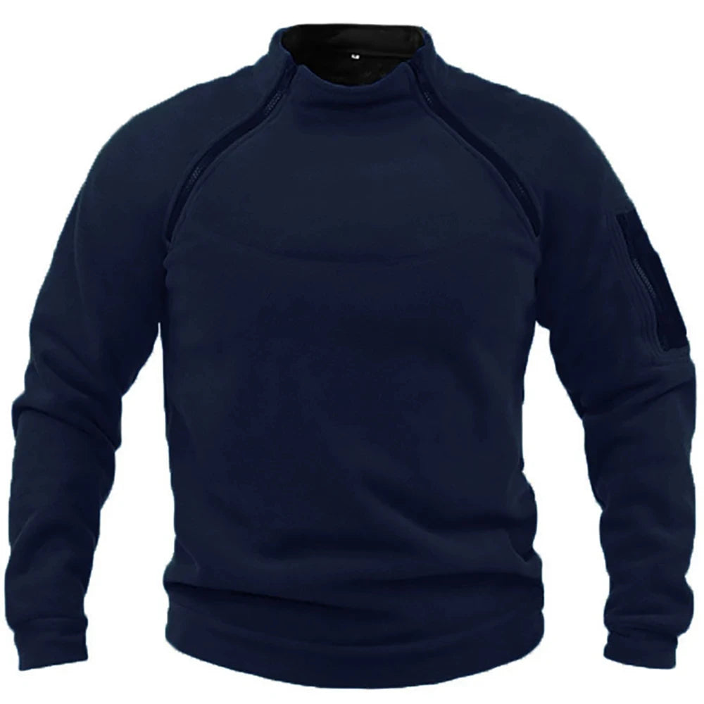 Men's Summer Windbreaker Warm Hiking Sweatshirt Men's Warm Turtleneck Zip-up Jumper Tactical Outdoor Fleece Jacket