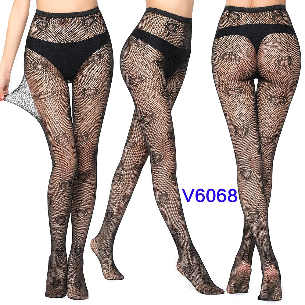 Women Cute Black Stockings Trousers Tights Japanese Gothic Embroidery Punk Pantyhose Lolita Rose Flower Vine Fishnet Stockings