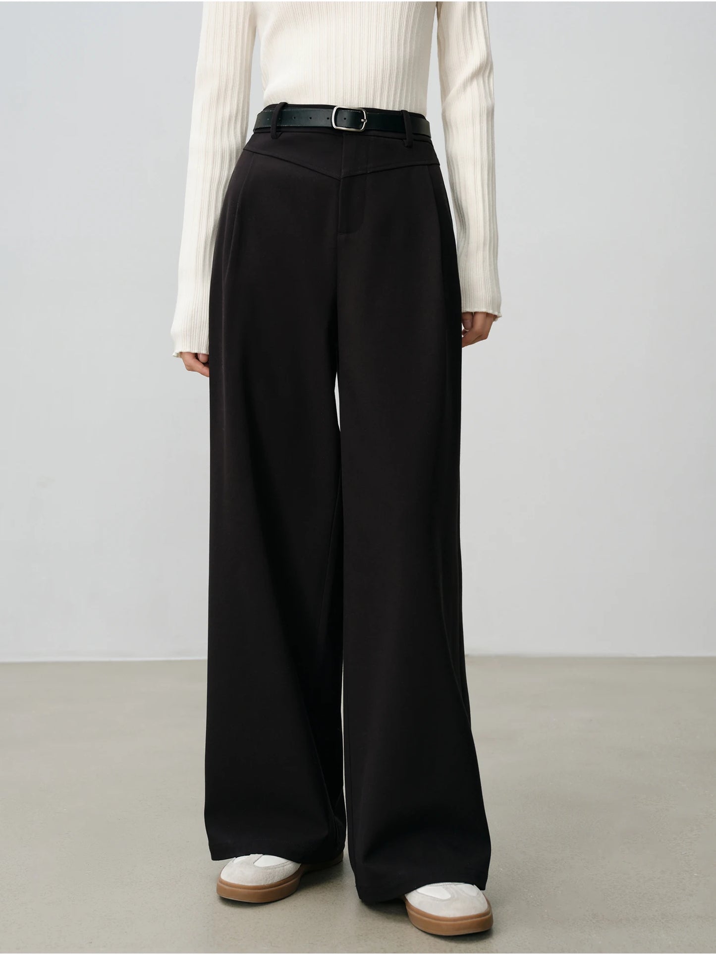 ZIQIAO【2 Color 2 Length】Women Full Length Black Straight Trousers Thicken Winter Grey Women Cropped Pant 24ZQ94159+24ZQ94158