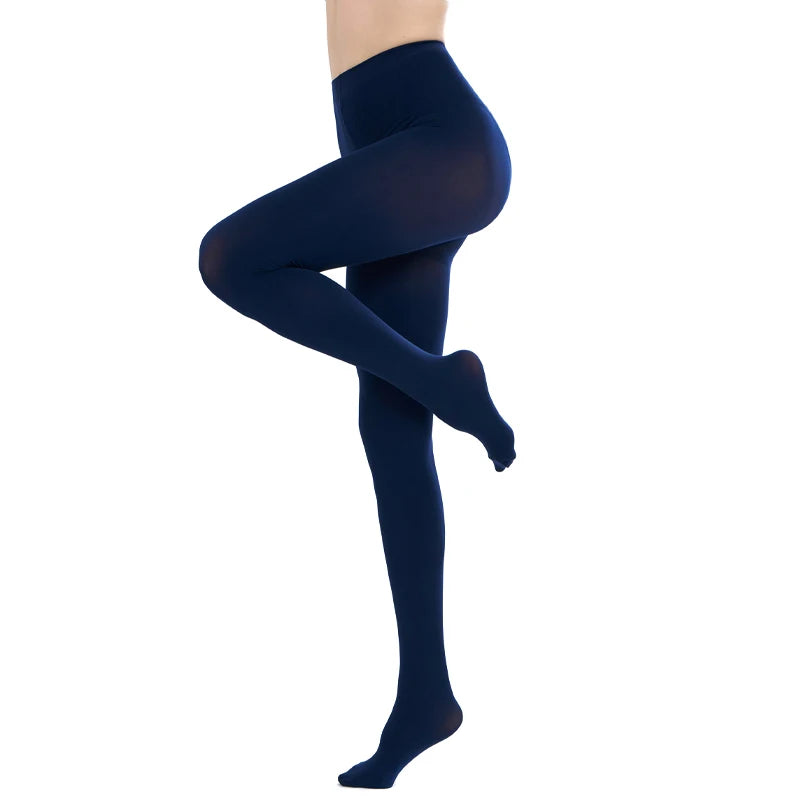 Kave Women 80D Soft Solid Color Semi Opaque Footed Tights High Waist Womens Tights 2024 Autumn Winter Plus Size Stocking Black
