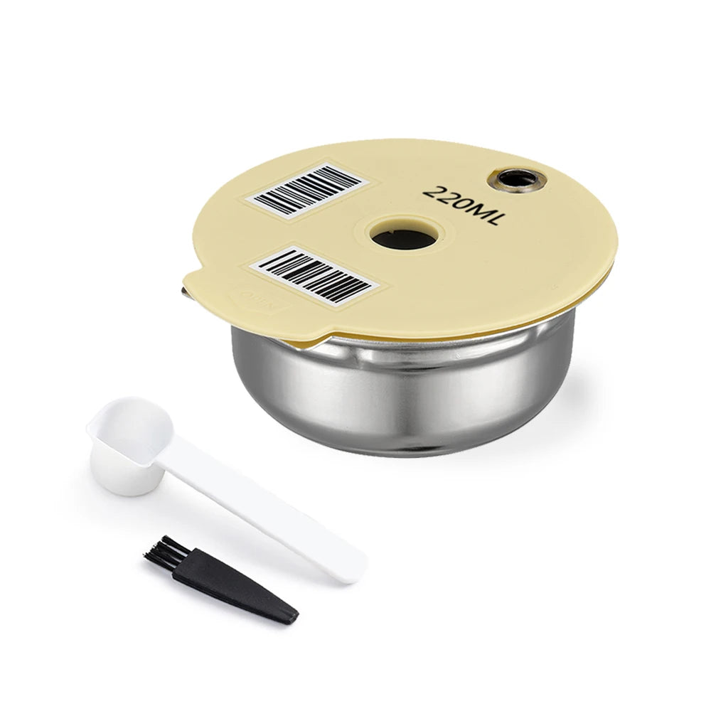 reusable refillable coffee capsule with silicone lid filter set for bosch tassimo brewer coffee maker stainless steel