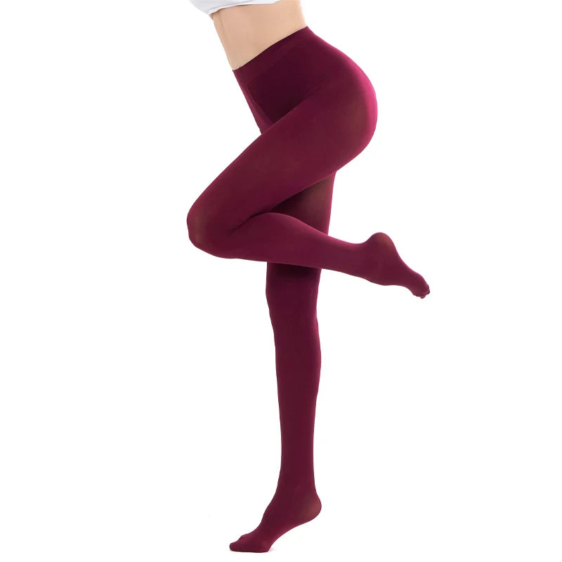 Kave Women 80D Soft Solid Color Semi Opaque Footed Tights High Waist Womens Tights 2024 Autumn Winter Plus Size Stocking Black