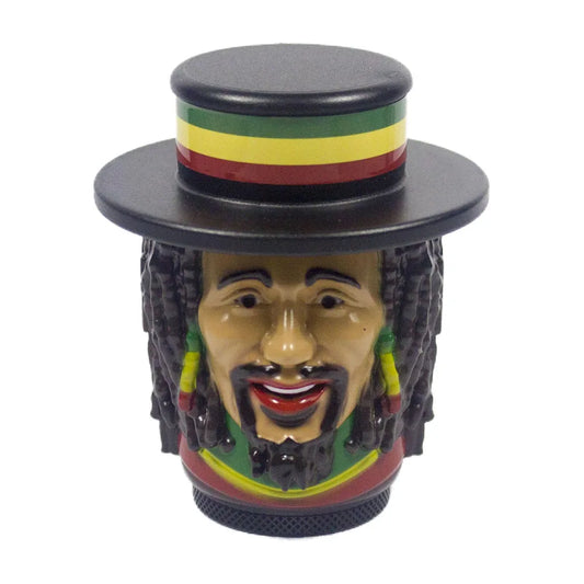 1.5  Tobacco Herb Grinder Spice Herbal 4 PC Smoke Crusher 3D Rasta Man with Hat