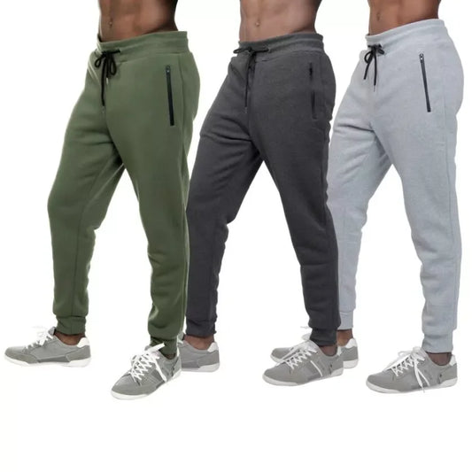 3 PACK: Men's Fleece Lined Slim Fit Casual Tech Jogger Sweatpants Zipper Pockets for Casual Wear  Sports  and Loungewear S-3XL