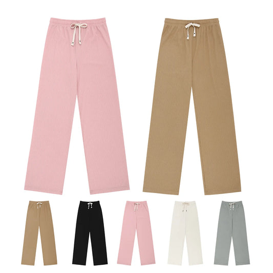 Women spring summer daily pleats banding Widepants