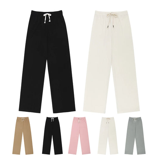 Women spring summer daily pleats banding Widepants