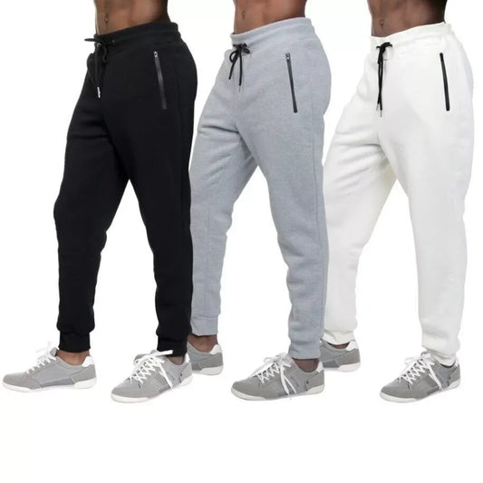 3 PACK: Men's Fleece Lined Slim Fit Casual Tech Jogger Sweatpants Zipper Pockets for Casual Wear  Sports  and Loungewear S-3XL