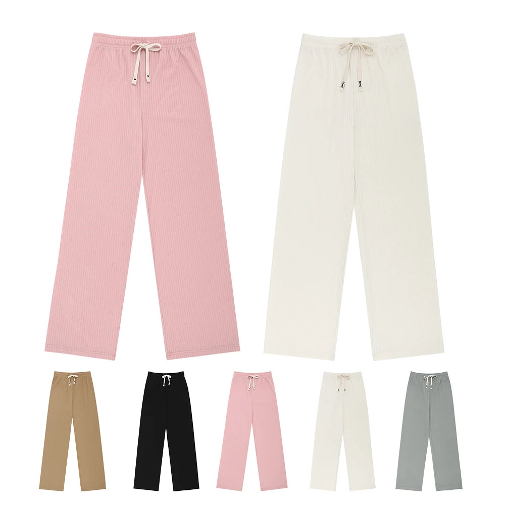 Women spring summer daily pleats banding Widepants