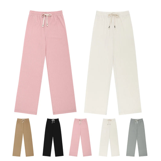 Women spring summer daily pleats banding Widepants
