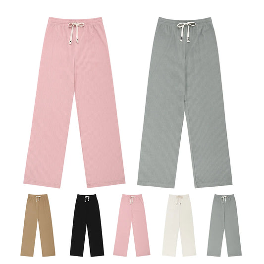 Women spring summer daily pleats banding Widepants