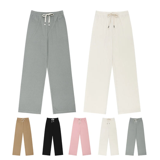 Women spring summer daily pleats banding Widepants