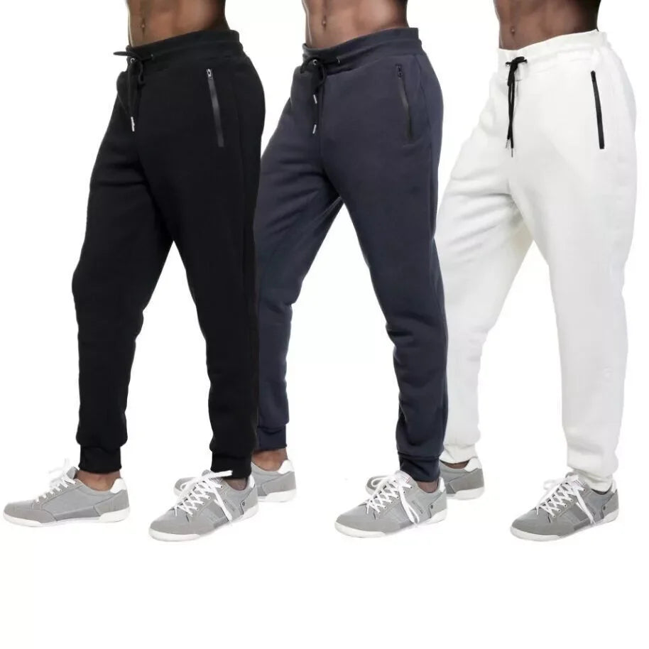 3 PACK: Men's Fleece Lined Slim Fit Casual Tech Jogger Sweatpants Zipper Pockets for Casual Wear  Sports  and Loungewear S-3XL