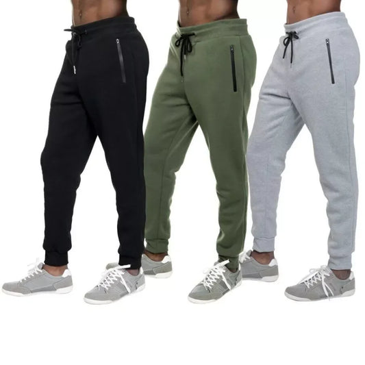 3 PACK: Men's Fleece Lined Slim Fit Casual Tech Jogger Sweatpants Zipper Pockets for Casual Wear  Sports  and Loungewear S-3XL