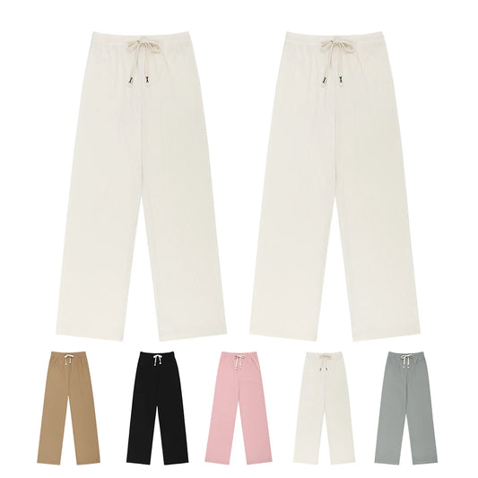Women spring summer daily pleats banding Widepants