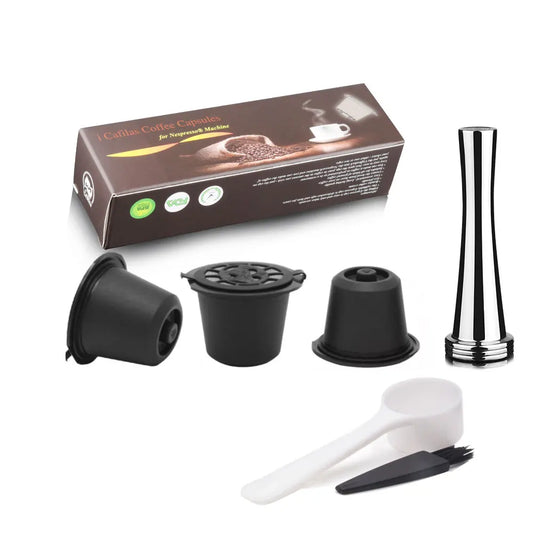 icafilas reusable coffee capsule for nespresso machine with stainless filter mesh refillable espresso pod kitchen tamper