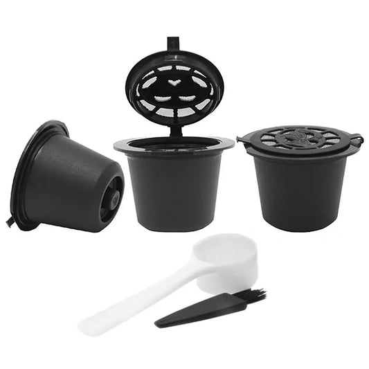 Coffee Capsule Refillable Reusable Herbruikbare Hervulbare Nespresso Machine Capsule Plastic Filter Cups Spoon Brush