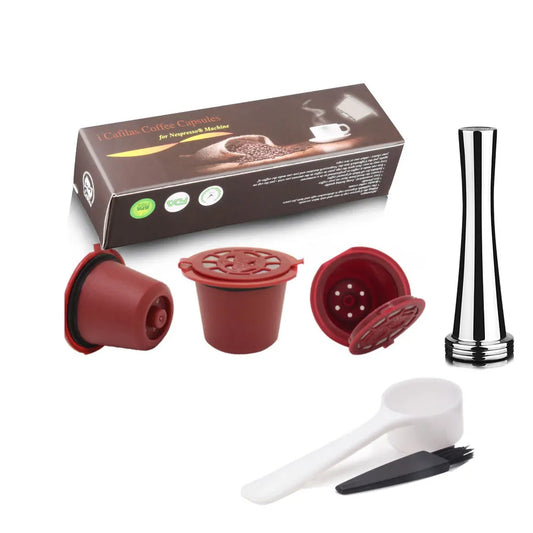 icafilas reusable coffee capsule for nespresso machine with stainless filter mesh refillable espresso pod kitchen tamper