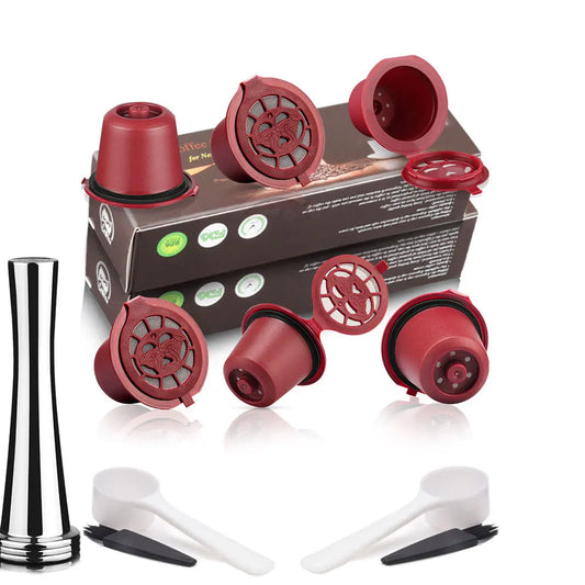 icafilas reusable coffee capsule for nespresso machine with stainless filter mesh refillable espresso pod kitchen tamper