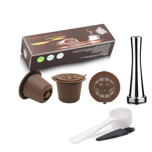 icafilas reusable coffee capsule for nespresso machine with stainless filter mesh refillable espresso pod kitchen tamper
