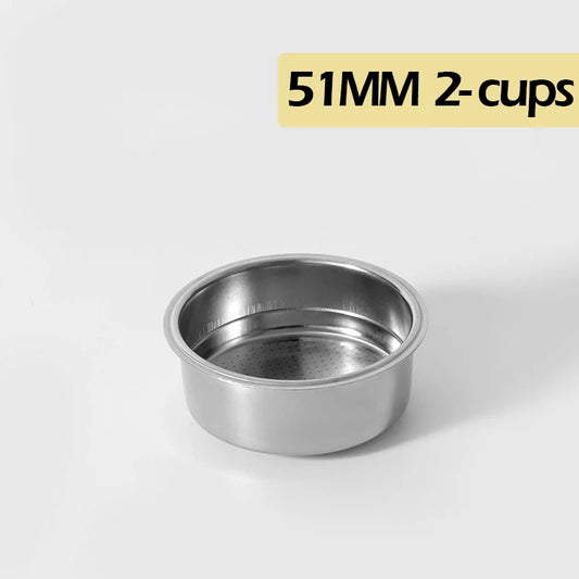 51mm pressurized filter basket stainless steel 1 2 cup double layer espresso machine dripper for portafilter barista accessories