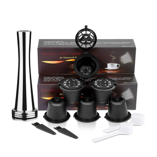 icafilas reusable coffee capsule for nespresso machine with stainless filter mesh refillable espresso pod kitchen tamper