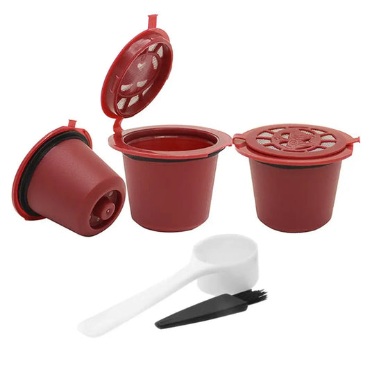 Coffee Capsule Refillable Reusable Herbruikbare Hervulbare Nespresso Machine Capsule Plastic Filter Cups Spoon Brush