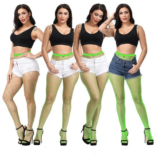 Plus Sexy Fishnet Tights Women Mesh Stockings Hollow Out Women Fish Net Pantyhose Club Party Hosiery Female Colorful Lingerie