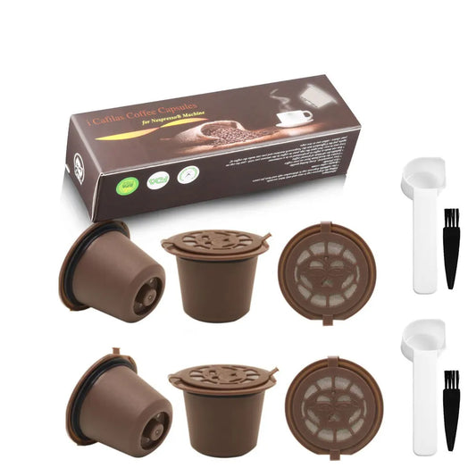 icafilas reusable coffee capsule for nespresso machine with stainless filter mesh refillable espresso pod kitchen tamper