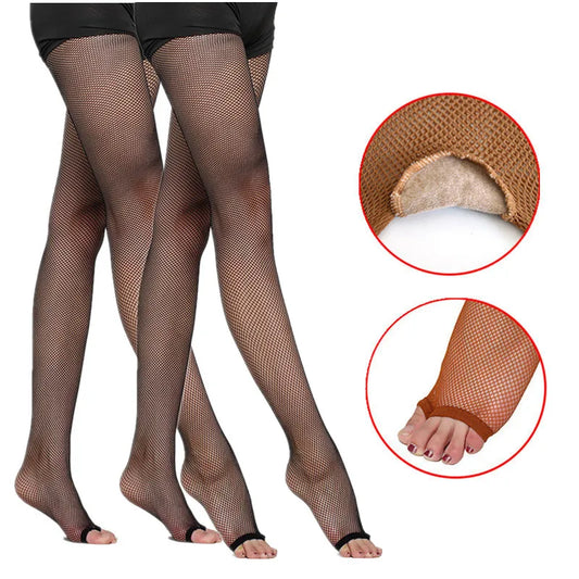 2Pairs Latin Dance Tights Fishnet Stockings Ladies Open Toe Tights Girl Mesh Perform Pantyhose Slim Latin Dance Wear Toe Tights
