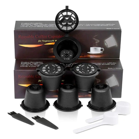 icafilas reusable coffee capsule for nespresso machine with stainless filter mesh refillable espresso pod kitchen tamper