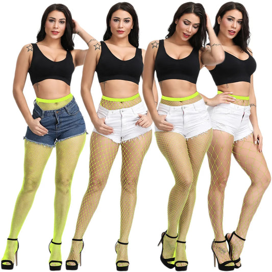 Plus Sexy Fishnet Tights Women Mesh Stockings Hollow Out Women Fish Net Pantyhose Club Party Hosiery Female Colorful Lingerie