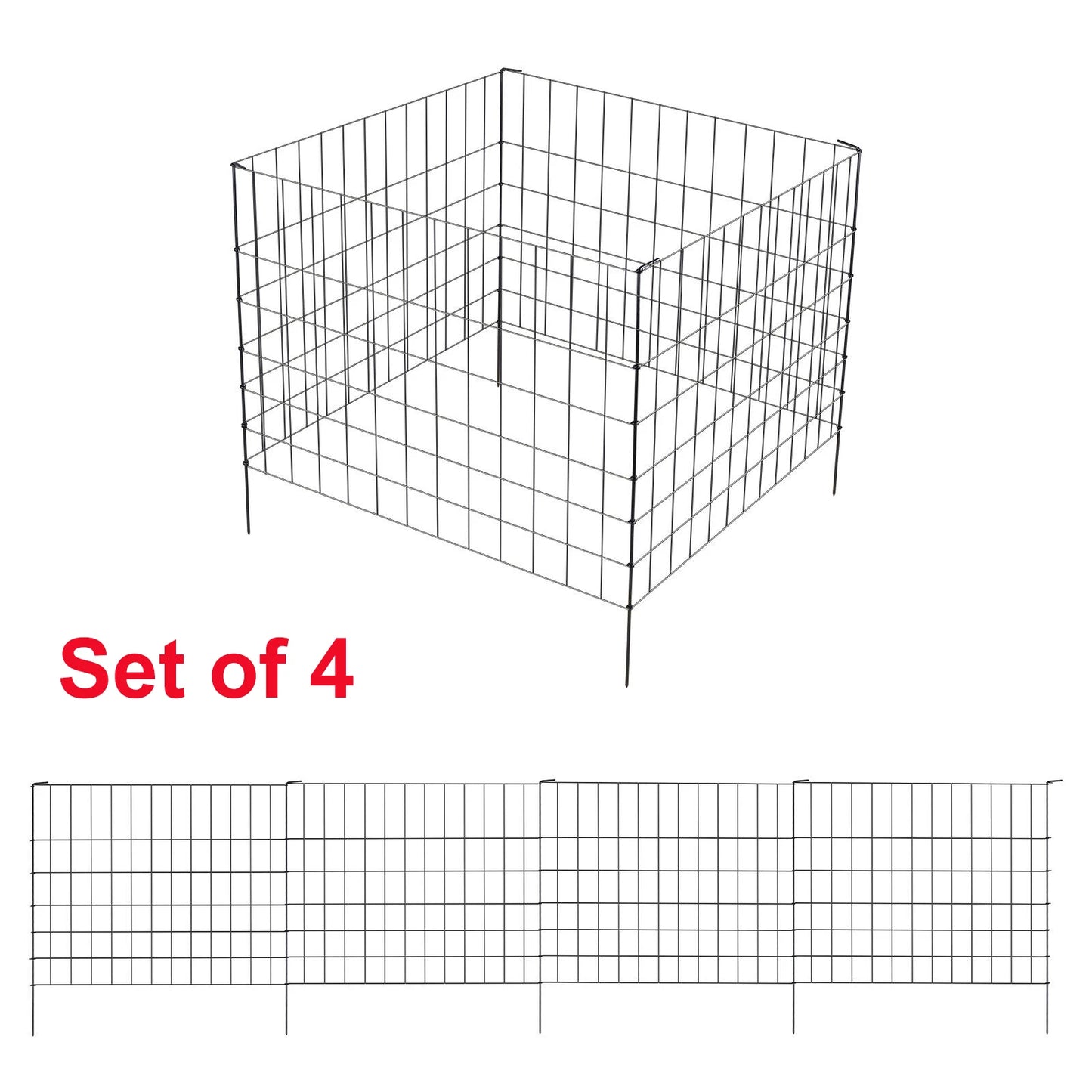 [USA Stock] 4Pcs Garden Fence Animal Barrier Fence Metal Panels Rustproof for Garden Decoration