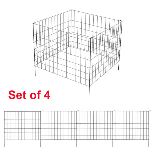 [USA Stock] 4Pcs Garden Fence Animal Barrier Fence Metal Panels Rustproof for Garden Decoration