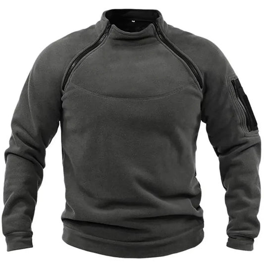 Men's Summer Windbreaker Warm Hiking Sweatshirt Men's Warm Turtleneck Zip-up Jumper Tactical Outdoor Fleece Jacket