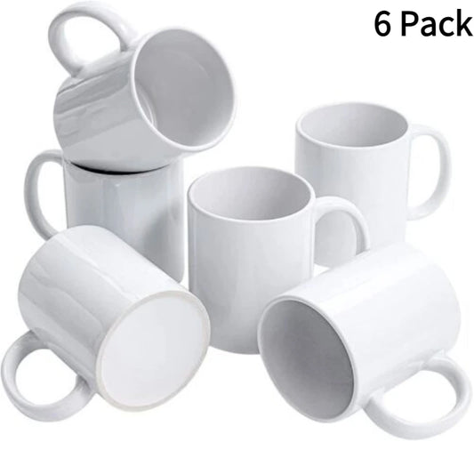 HTVRONT 6/12Pack 11OZ Sublimation Mugs Blank Set Classic Drinking Cups with Handles for Latte DIY Mug Gift for Sublimation Paper