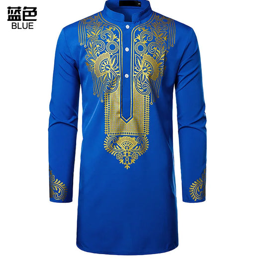 Printed Bronzing Shirt Printed Totem Long Shirt African Style Shirt