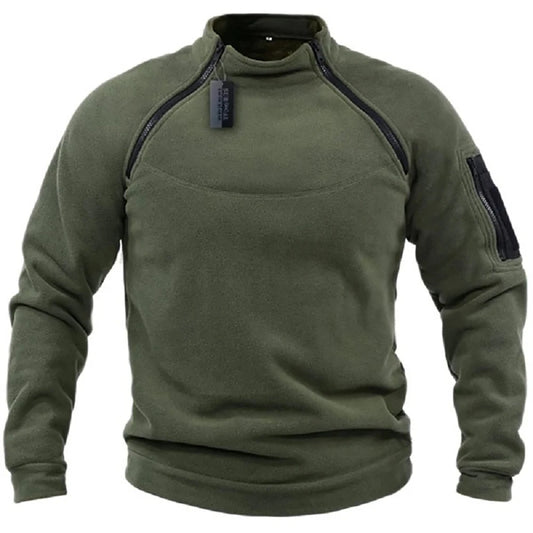 Men's Summer Windbreaker Warm Hiking Sweatshirt Men's Warm Turtleneck Zip-up Jumper Tactical Outdoor Fleece Jacket