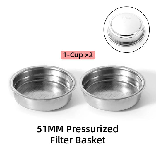51mm pressurized filter basket stainless steel 1 2 cup double layer espresso machine dripper for portafilter barista accessories