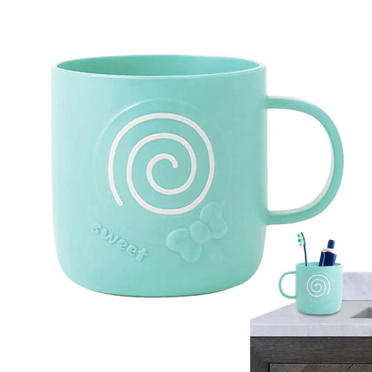 Small Bathroom Cups Lollipop Pattern Cartoon Bathroom Cups with Ergonomic Handle Multifunctional Sturdy Toothbrush Holder Heat