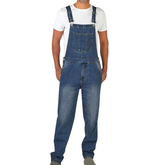 High quality men's style straight leg loose suspenders overalls functional denim trousers overalls overalls men