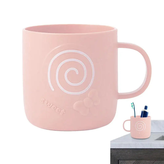 Small Bathroom Cups Lollipop Pattern Cartoon Bathroom Cups with Ergonomic Handle Multifunctional Sturdy Toothbrush Holder Heat