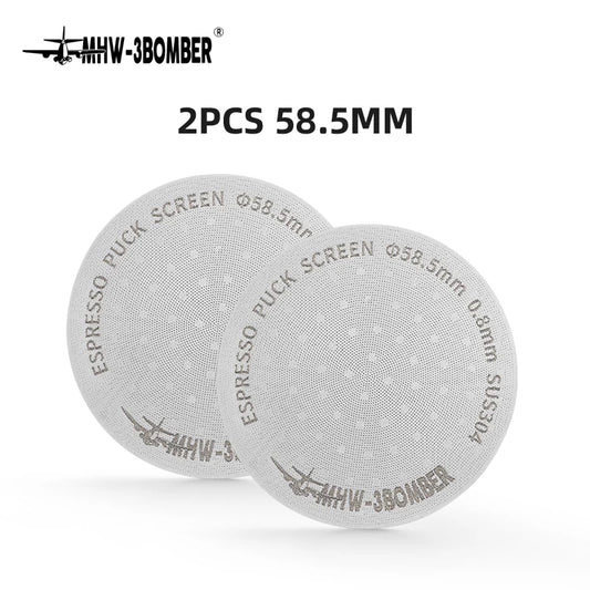51mm 53mm 58.5mm espresso puck screen reusable metal double coffee filter 0.8mm thickness professional home barista accessories