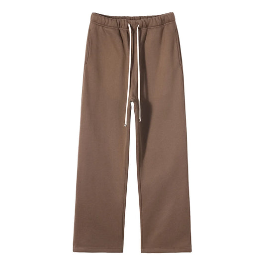 Straight-lined  Cashmere  solid color sweatpants