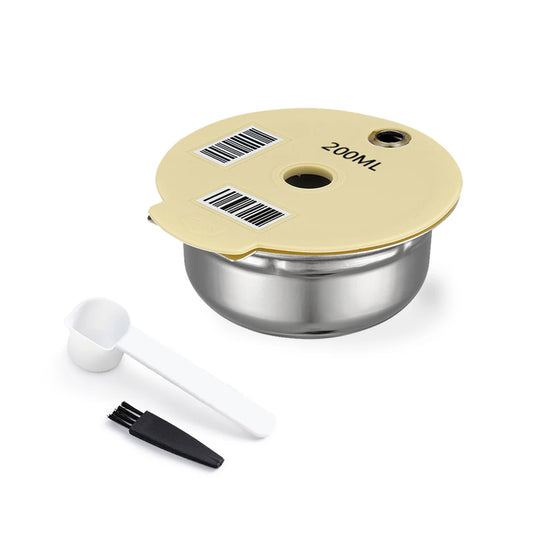 reusable refillable coffee capsule with silicone lid filter set for bosch tassimo brewer coffee maker stainless steel