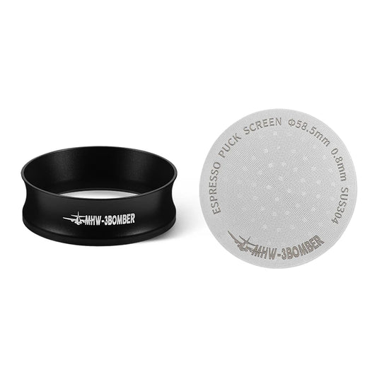 mhw-3bomber magnetic dosing funnel set 58mm espresso dosing ring & 58.5mm puck screen kit doule coffee filter barista accessorie